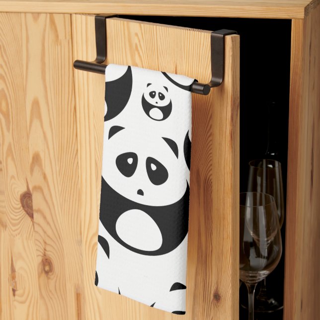 Kawaii Black and White Panda Muster Geschirrtuch (Drittel gefaltet)