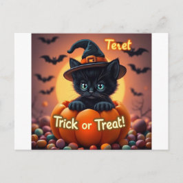Kawaii Black Cat Halloween Postcard Feiertagspostkarte