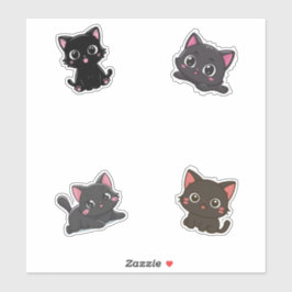 Kawaii Black Cat Pack Niedlicher Cartoon Cat Decal Aufkleber