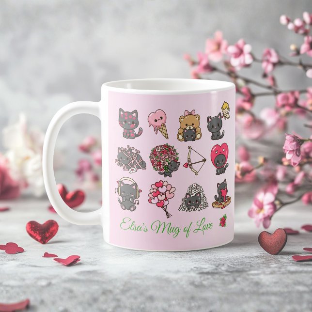 Kawaii Black Cat Valentine Mug – Purrfect Love Kaffeetasse (Kawaii Black Cat Valentine Mug – Purrfect Love)