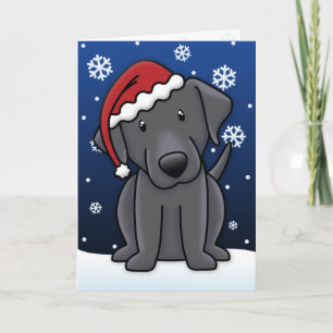 Kawaii Black Lab Weihnachtskarte Feiertagskarte