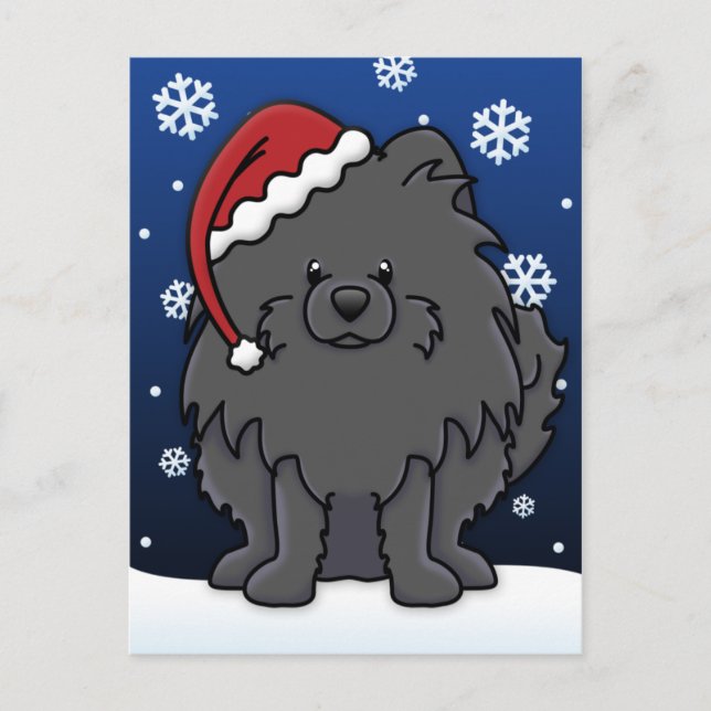 Kawaii Black Spitz Weihnachten (Vorderseite)