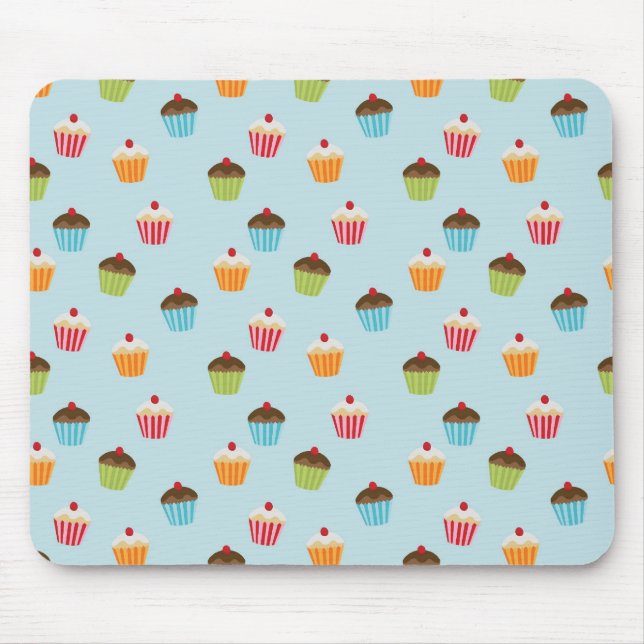 Kawaii blauer Kuchen-Musterdruck Mousepad (Vorne)