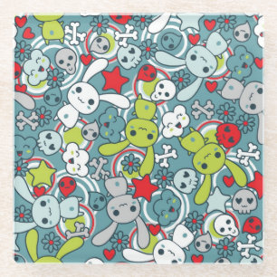 kawaii Blaumuster Glasuntersetzer