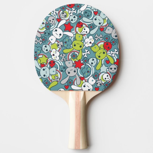 kawaii Blaumuster Tischtennis Schläger (Vorderseite)