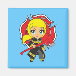Kawaii Blonde Feuerwehrmädchen Magnet