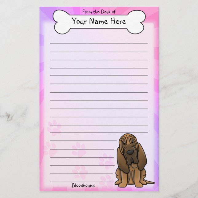 Kawaii-Bloodhound-Stationierung Briefpapier (Vorderseite)