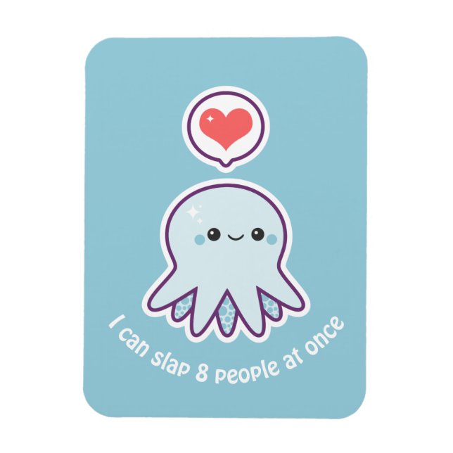 Kawaii Blue Octopus Magnet (Vertikal)