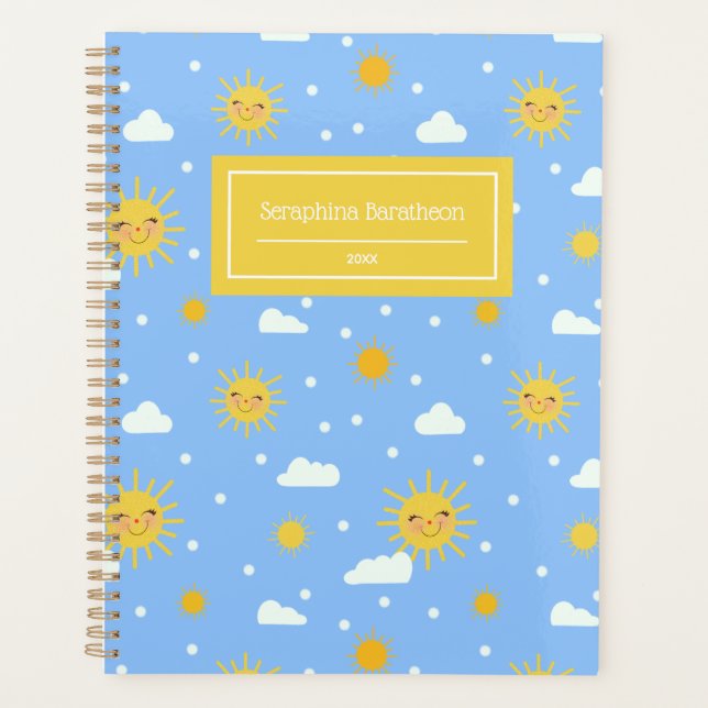 Kawaii Blue Sky Sunshine Météo Nom personnalisé (Devant)