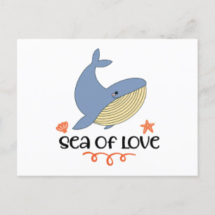 Kawaii Blue Whale Marine Mammal Feiertagspostkarte