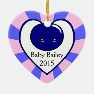Kawaii Blueberry Basket (Junge) Keramikornament