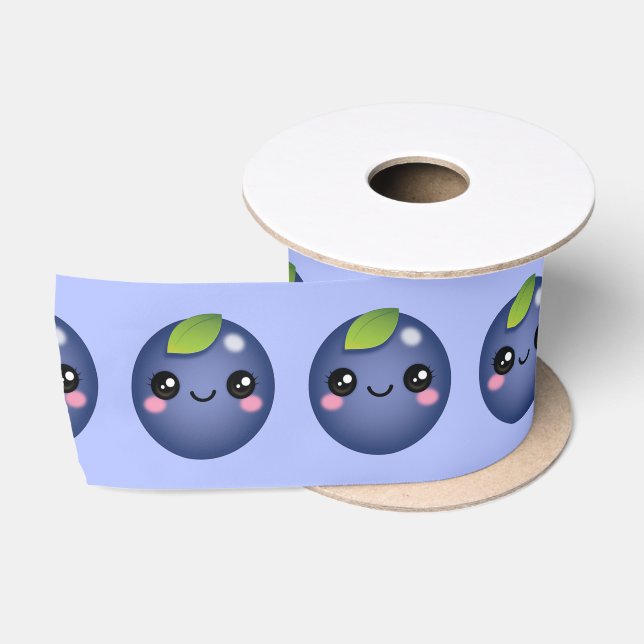 Kawaii Blueberry Satin Ribbon Satinband (Spule)