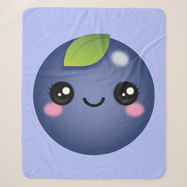 Kawaii Blueberry Sherpa Blanket Sherpadecke (Vorderseite)