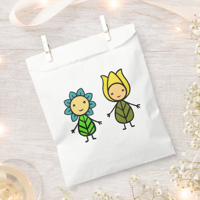 Kawaii Blume Girls Gefallen Beutel - Blau & Gelb Geschenktütchen (Ausgeschnitten)
