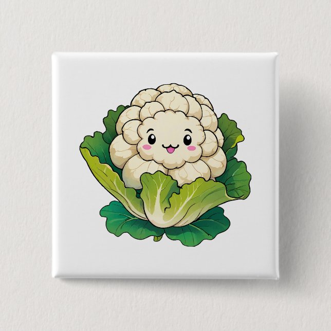 Kawaii Blumenkohl Button (Vorderseite)