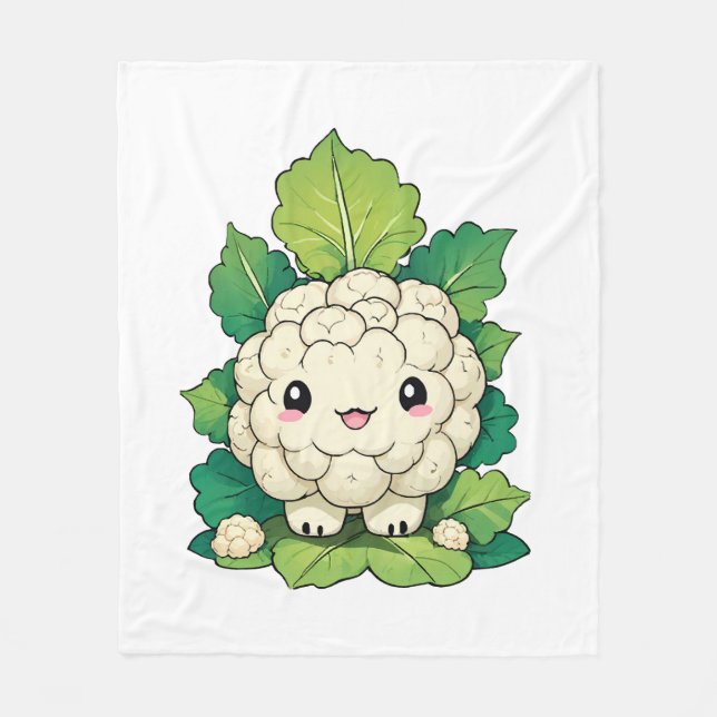 Kawaii Blumenkohl Fleecedecke (Vorderseite)