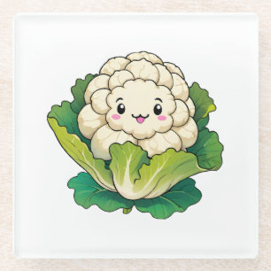 Kawaii Blumenkohl Glasuntersetzer