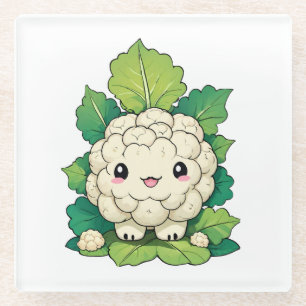 Kawaii Blumenkohl Glasuntersetzer