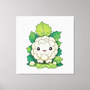 Kawaii Blumenkohl Leinwanddruck