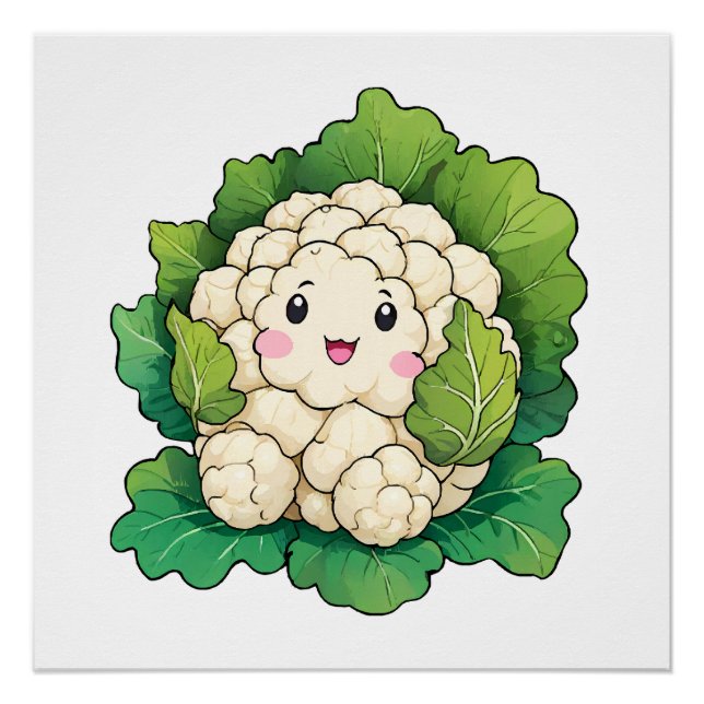 Kawaii Blumenkohl Poster (Vorderseite)