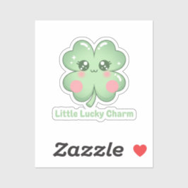 Kawaii Blushing Four Leaf Clover Lucky Charm Aufkleber