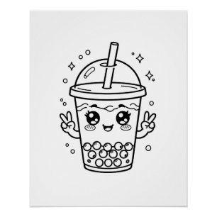 Kawaii-Boba-Tee-Färbung Poster