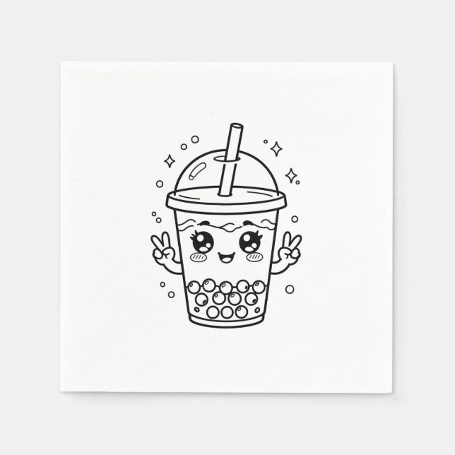Kawaii-Boba-Tee-Färbung Serviette (Vorderseite)