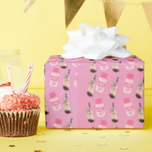 Kawaii boba Tee und Erdbeermilchverpackungspapier Geschenkpapier