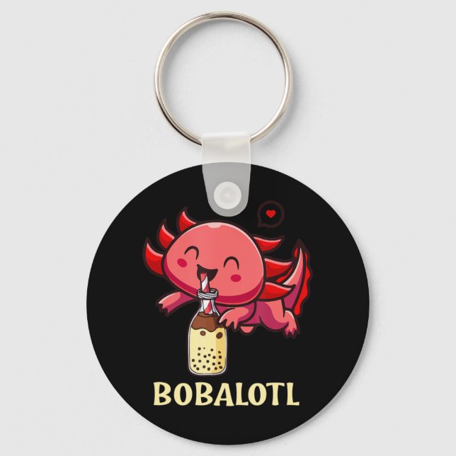 Kawaii Bobalotl Axolotl Boba Tea Blase Milk Anime Schlüsselanhänger (Vorderseite)