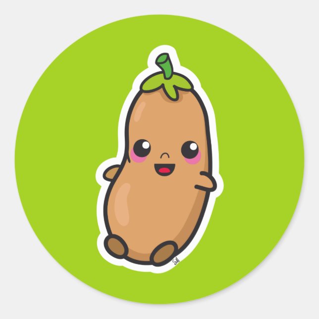 Kawaii Bohnenaufkleber Runder Aufkleber (Vorderseite)