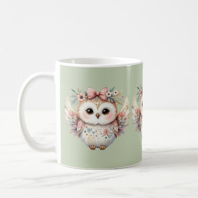 Kawaii Boho Owl Illustration Kaffeetasse (Links)