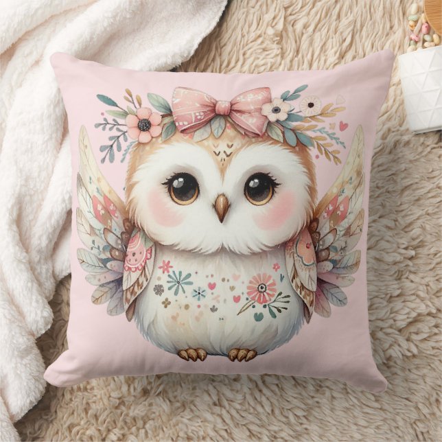 Kawaii Boho Owl Illustration Kissen (Decke)