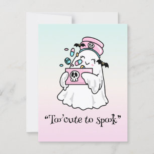 Kawaii boo, niedlicher, spukhafter Halloween Postkarte