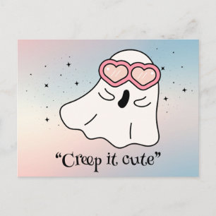 Kawaii boo, niedlicher, spukhafter Halloween Postkarte