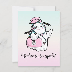 Kawaii boo, niedlicher, spukhafter Halloween Postkarte