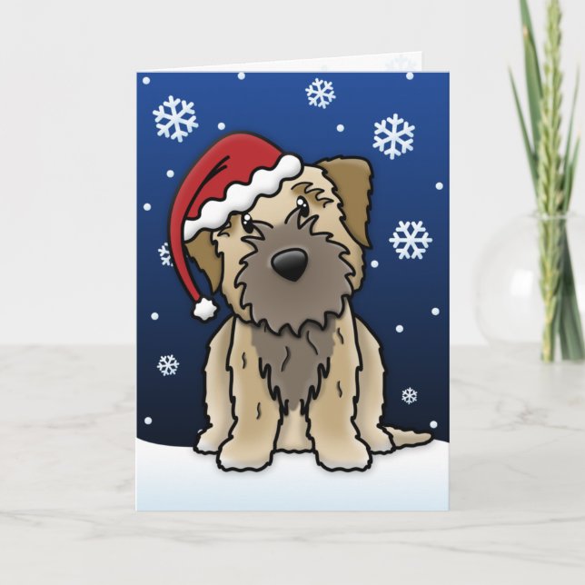 Kawaii Bordure Terrier Carte de Noël (Devant)