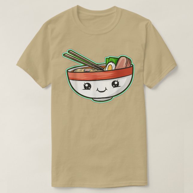 Kawaii Bowl of Ramen mit Gesichtsausdruck japanisc T-Shirt (Design vorne)