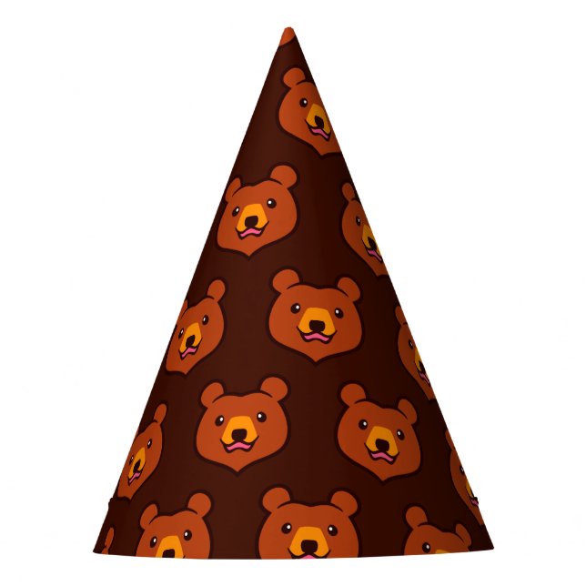 Kawaii Braunbär Partyhütchen (Vorderseite)