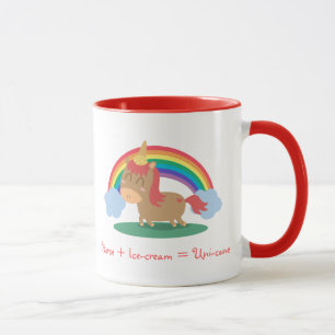 Kawaii Braunes Pferd, das versucht ein Einhorn zu  Tasse