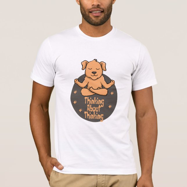 Kawaii Braunhund praktizieren Yoga-Posen und denke T-Shirt (Vorderseite)