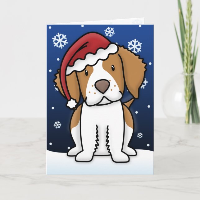 Kawaii Bretagne Spaniel-Weihnachtskarte Feiertagskarte (Vorderseite)