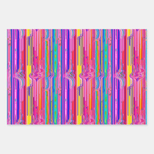 Kawaii Bright Pink Lila Blue Paint Tropfen Muster Geschenkpapier Set
