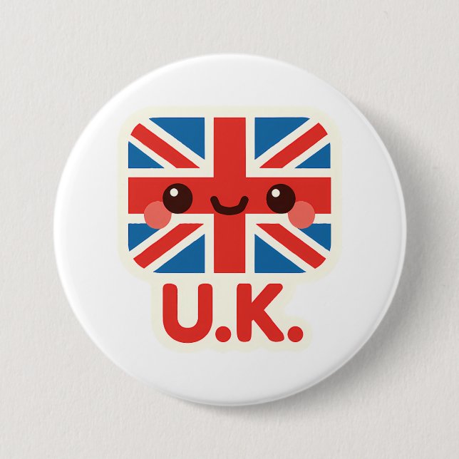 Kawaii British Flag - Niedliches britisches Design Button (Vorderseite)