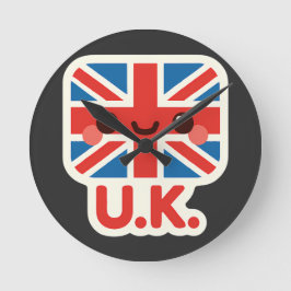 Kawaii British Flag - Niedliches britisches Design Runde Wanduhr