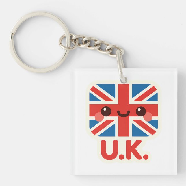 Kawaii British Flag - Niedliches britisches Design Schlüsselanhänger (Vorderseite)