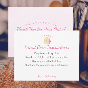 Kawaii-Brot Pink-Brot Pflegehinweise Dankeskarte