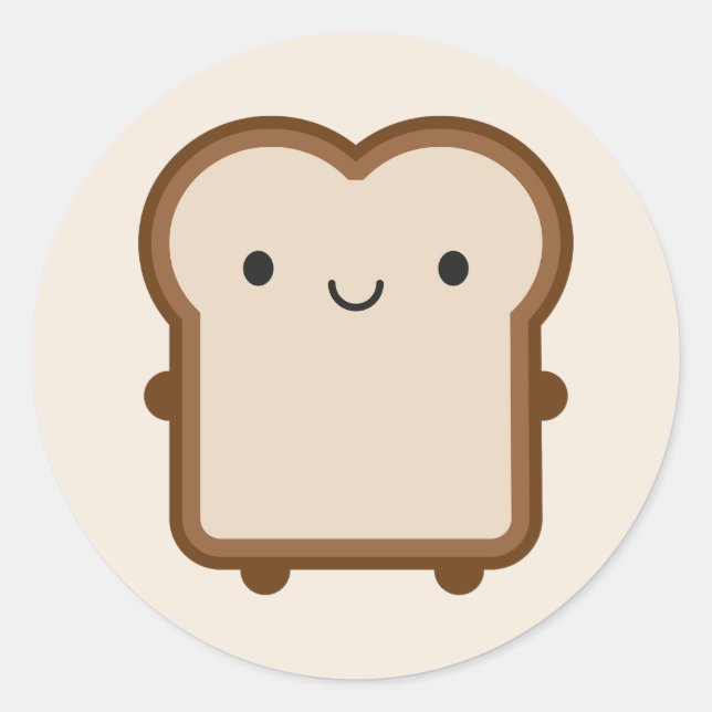 Kawaii Brot / Toast Runder Aufkleber (Vorderseite)