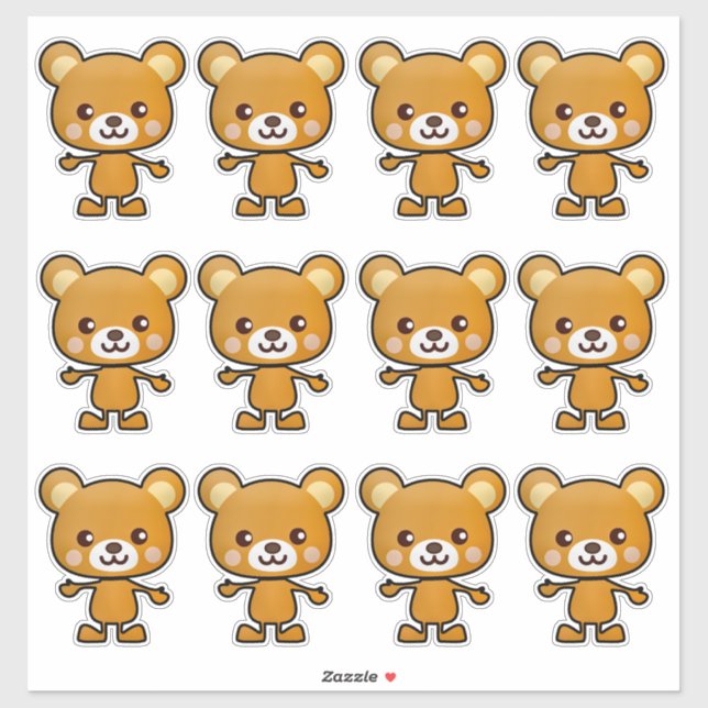 Kawaii Brown Bear_GC - Sticker (Blatt)