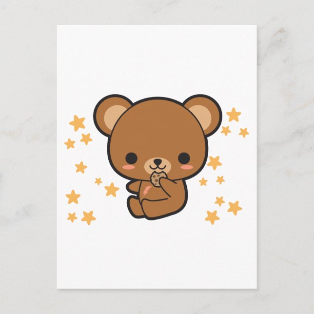 Kawaii Brown Bear Postkarte (Vorderseite)