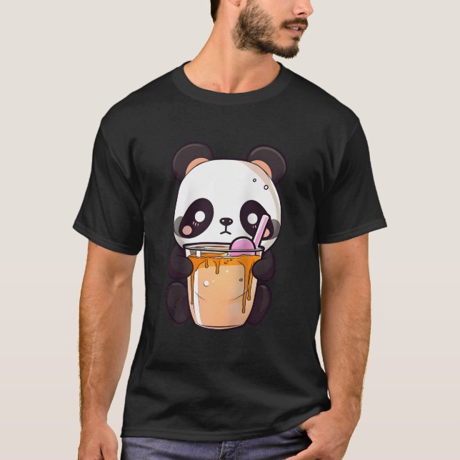 Kawaii Bubble Tea Panda Boba-Tea Japanese Baseball T-Shirt (Vorderseite)